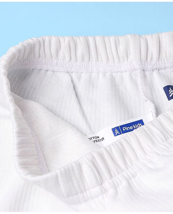 Pine Kids Full Length Solid Colour Thermal Bottom - White