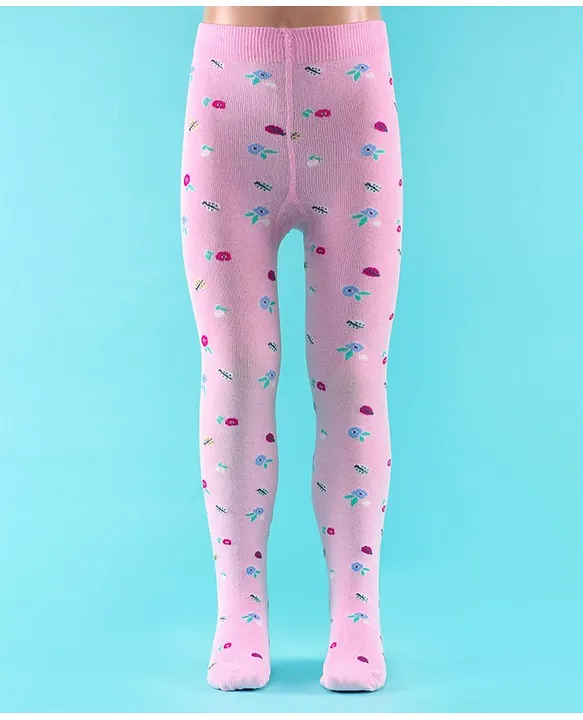 Floral Pattern Footed Tights