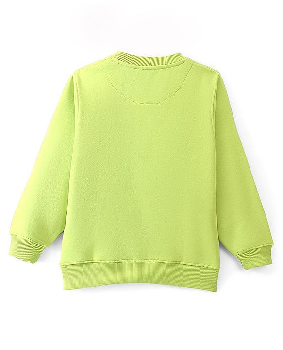 Pinekids Cotton Knit Biowashed Full Sleeves Sweatshirt With Chicago Print - Green