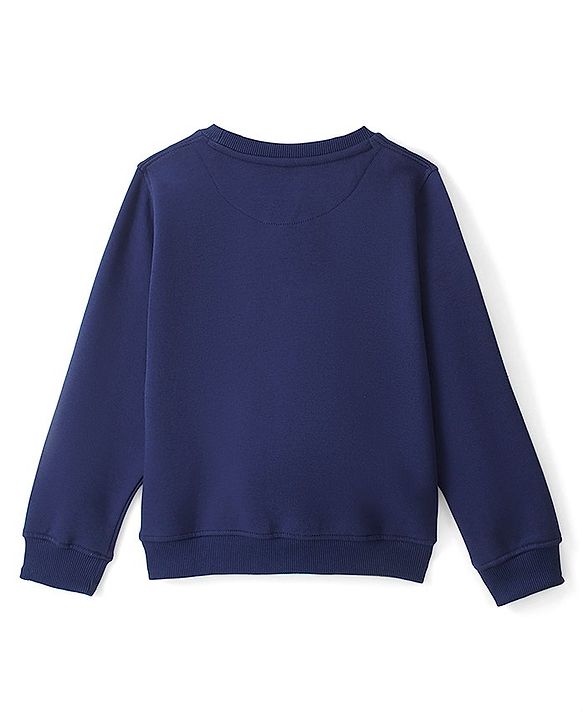 Pinekids Full Sleeve Round Neck Biowashed Sweatshirts with Heart Print - Navy Peony