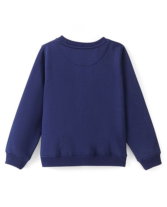 Pine Kids Full Sleeves Round Neck Biowashed Sweatshirt Text Printed - Navy Peony