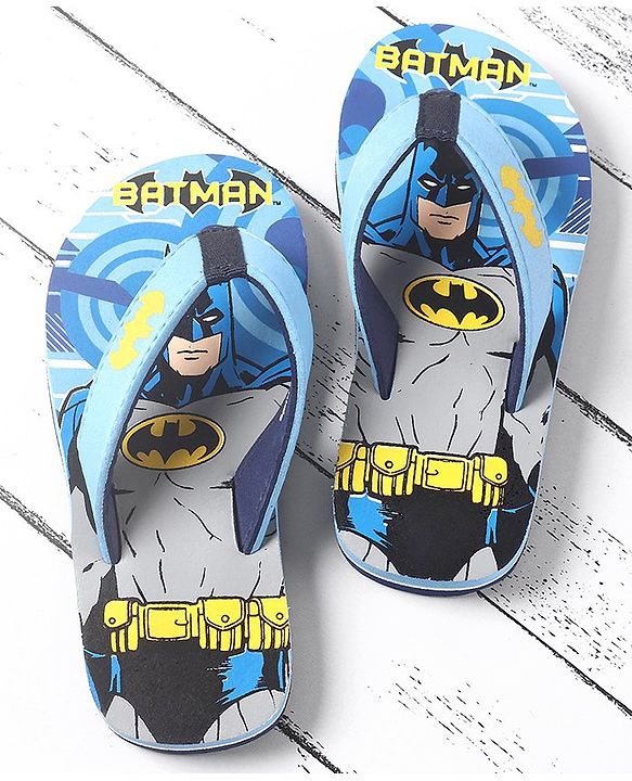 Pine Kids Slip On Flip Flops Batman Print - Sky Blue