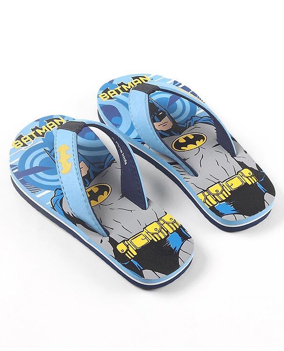 Pine Kids Slip On Flip Flops Batman Print - Sky Blue