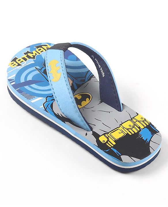 Pine Kids Slip On Flip Flops Batman Print - Sky Blue