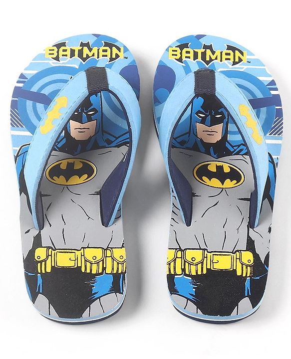 Pine Kids Slip On Flip Flops Batman Print - Sky Blue