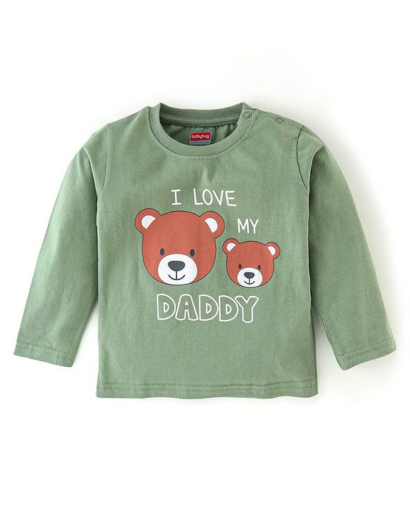 Babyhug Cotton Knit Full Sleeves Night Suit Bear Print - Green