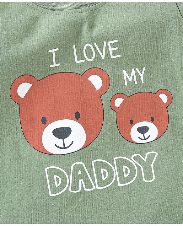 Babyhug Cotton Knit Full Sleeves Night Suit Bear Print - Green