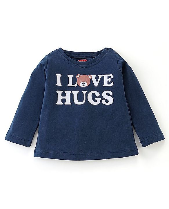 Babyhug Full Sleeves Cotton Night Suit Bear Print- Blue