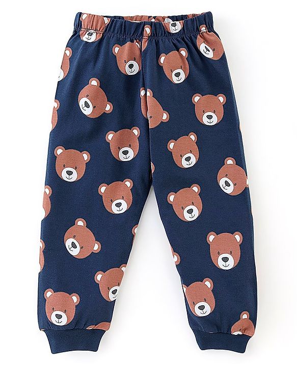 Babyhug Full Sleeves Cotton Night Suit Bear Print- Blue