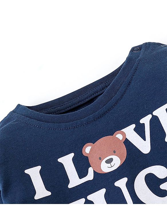 Babyhug Full Sleeves Cotton Night Suit Bear Print- Blue