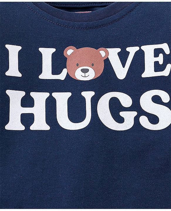 Babyhug Full Sleeves Cotton Night Suit Bear Print- Blue