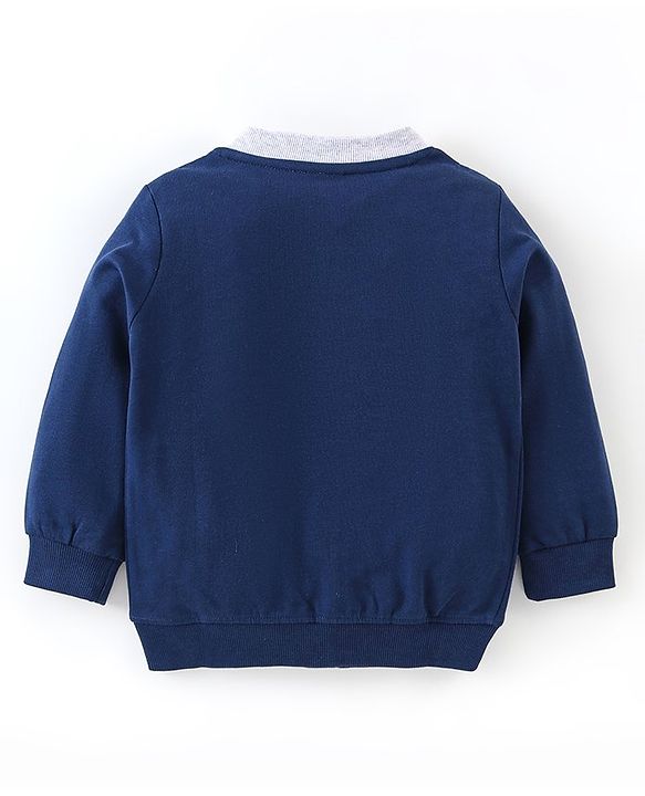 Babyhug Cotton Knit Full Sleeves T-Shirt & Lounge Pant Set Text Print - Blue Yellow & Grey
