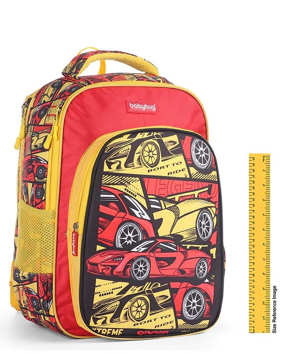 Babyhug School Backpack Extreme Speed Car Multicolor - 17 Inches