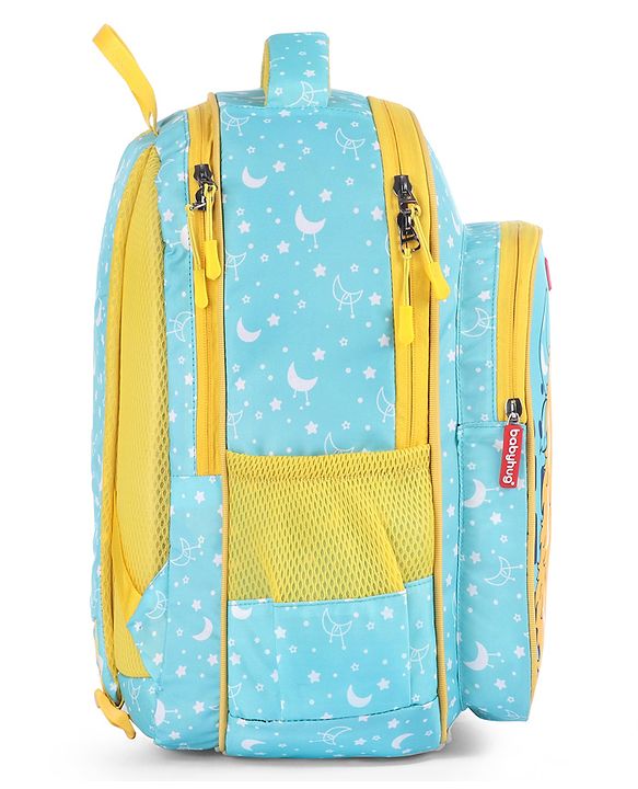 Babyhug Cute Monster School Backpack Blue - Height 16 Inches
