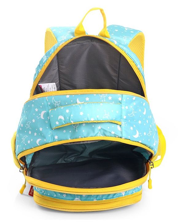 Babyhug Cute Monster School Backpack Blue - Height 16 Inches