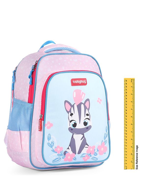 Babyhug Zebra Print School Backpack Pink - Height 16 Inches