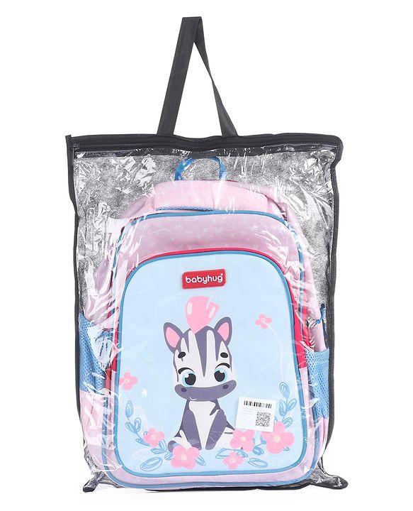 Babyhug Zebra Print School Backpack Pink - Height 16 Inches