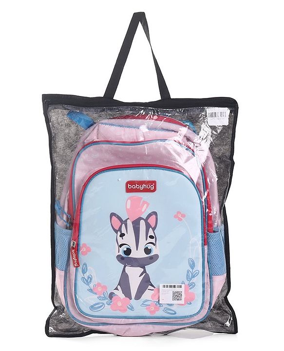 Babyhug Zebra Print School Backpack Pink - Height 16 Inches