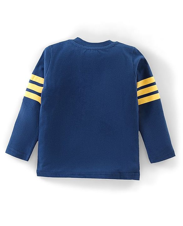 Babyhug Cotton Knit Full Sleeves T-Shirt & Lounge Pant Set Coat Print- Navy Blue