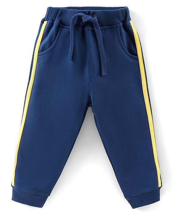 Babyhug Cotton Knit Full Sleeves T-Shirt & Lounge Pant Set Coat Print- Navy Blue