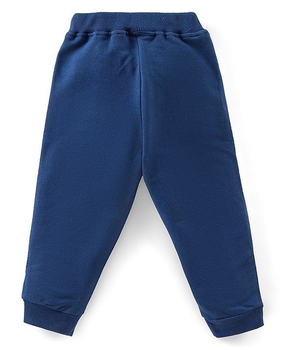 Babyhug Cotton Knit Full Sleeves T-Shirt & Lounge Pant Set Coat Print- Navy Blue