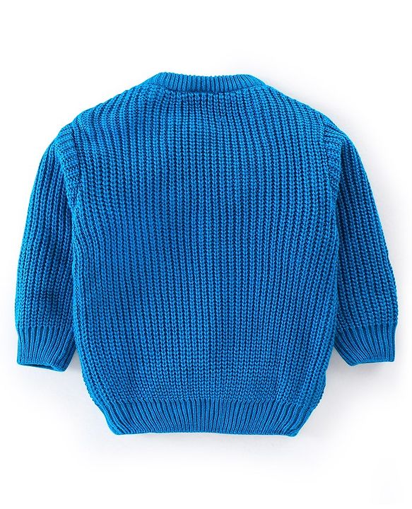 Babyhug Full Sleeves Cable Knit Pullover Sweater - Blue