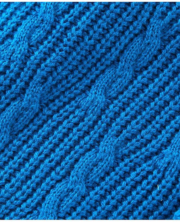 Babyhug Full Sleeves Cable Knit Pullover Sweater - Blue