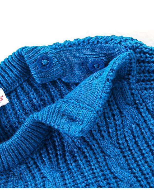 Babyhug Full Sleeves Cable Knit Pullover Sweater - Blue