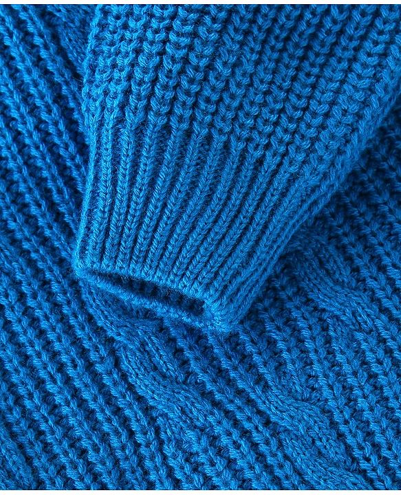 Babyhug Full Sleeves Cable Knit Pullover Sweater - Blue