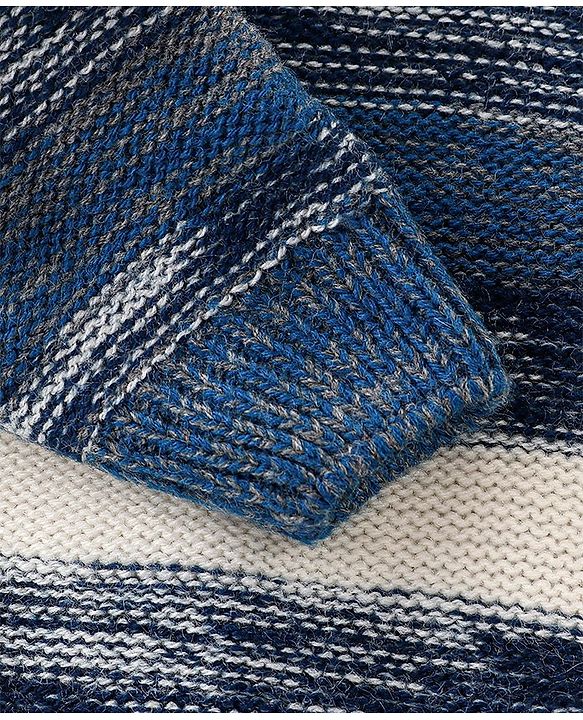 Babyhug Knit Full Sleeves Sweater with Striped Design - Blue