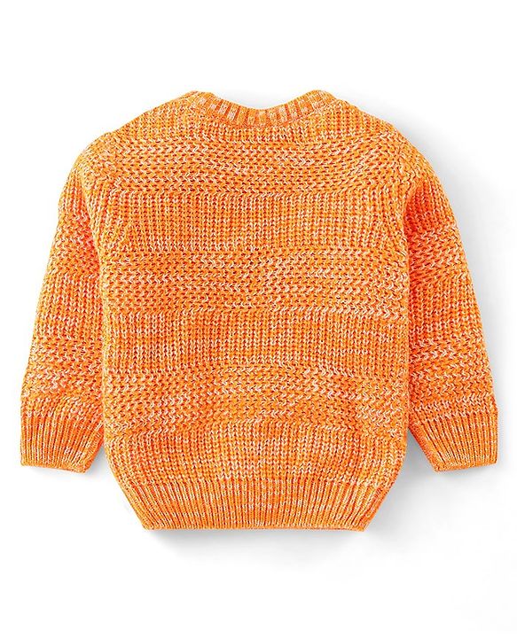 Babyhug Full Sleeves Sweater Polar Bear Embroidery- Orange