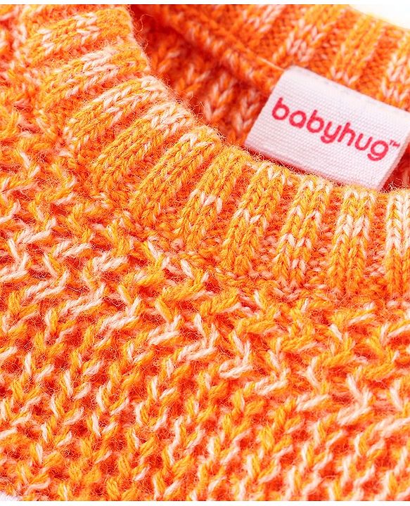 Babyhug Full Sleeves Sweater Polar Bear Embroidery- Orange