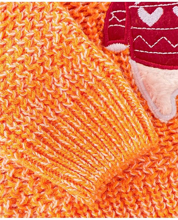 Babyhug Full Sleeves Sweater Polar Bear Embroidery- Orange