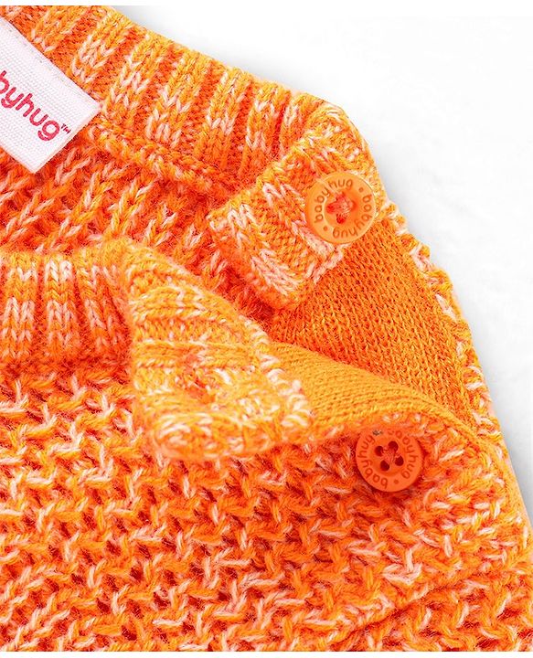 Babyhug Full Sleeves Sweater Polar Bear Embroidery- Orange