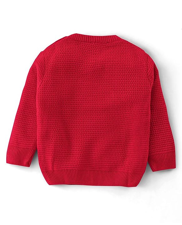 Babyhug Full Sleeves Sweater Penguin Embroidery- Red
