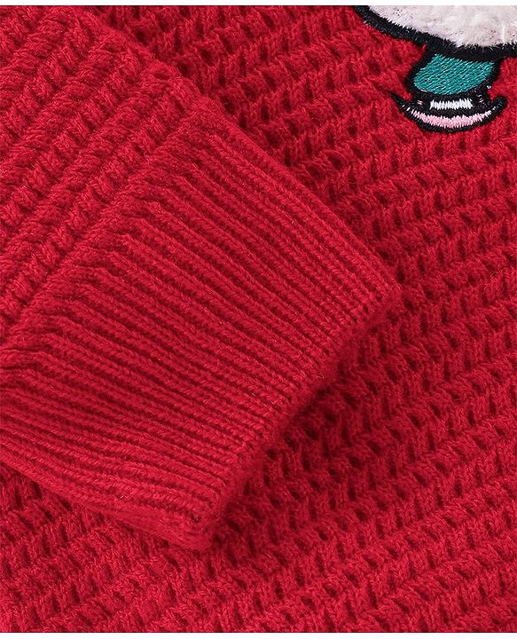 Babyhug Full Sleeves Sweater Penguin Embroidery- Red