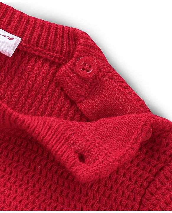 Babyhug Full Sleeves Sweater Penguin Embroidery- Red