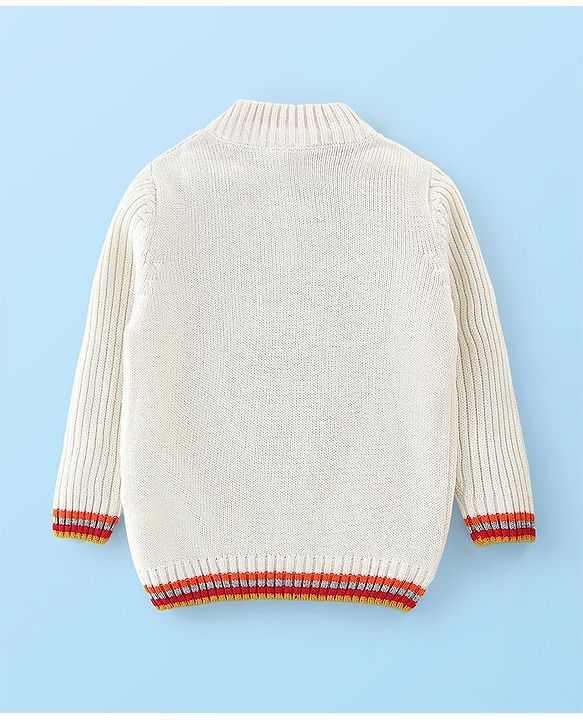 Babyhug Full Sleeves Cable Knit Pullover Sweater - White