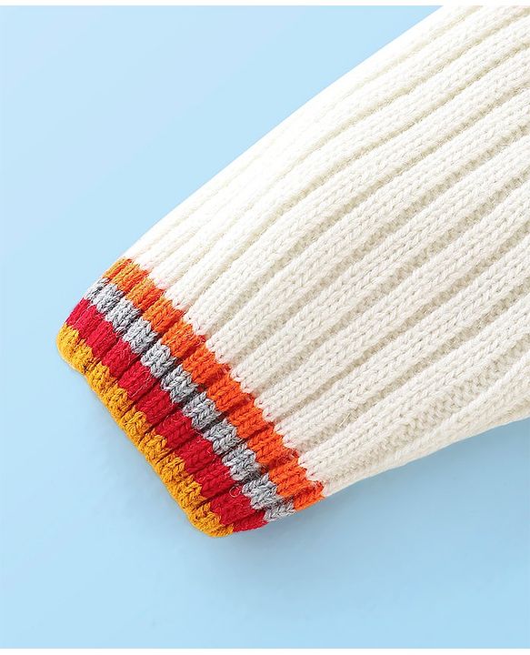Babyhug Full Sleeves Cable Knit Pullover Sweater - White