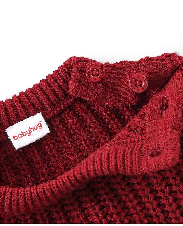 Babyhug Full Sleeves Colour Blocked     Pullovers - Navy Blue & Maroon