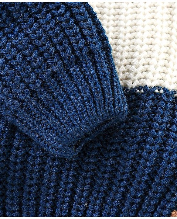 Babyhug Full Sleeves Colour Blocked     Pullovers - Navy Blue & Maroon