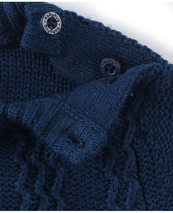 Babyhug Full Sleeves Cable Knit Sweater  - Navy Blue