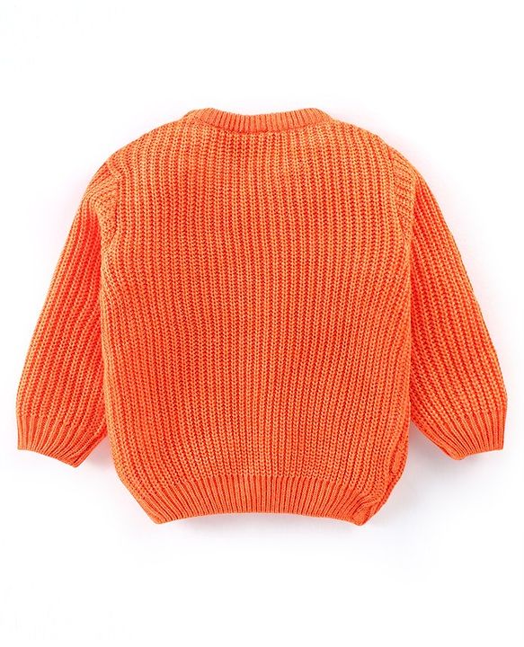 Babyhug Full Sleeves Cable Knit Pullover Sweater - Orange