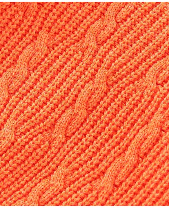 Babyhug Full Sleeves Cable Knit Pullover Sweater - Orange