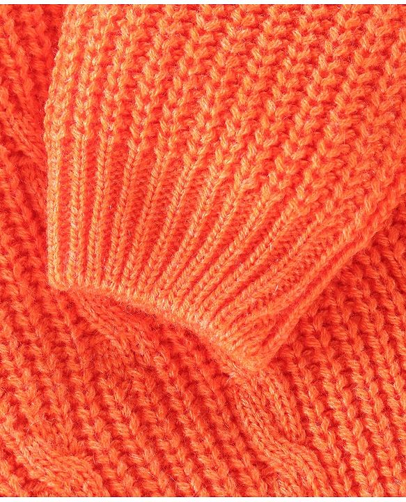 Babyhug Full Sleeves Cable Knit Pullover Sweater - Orange