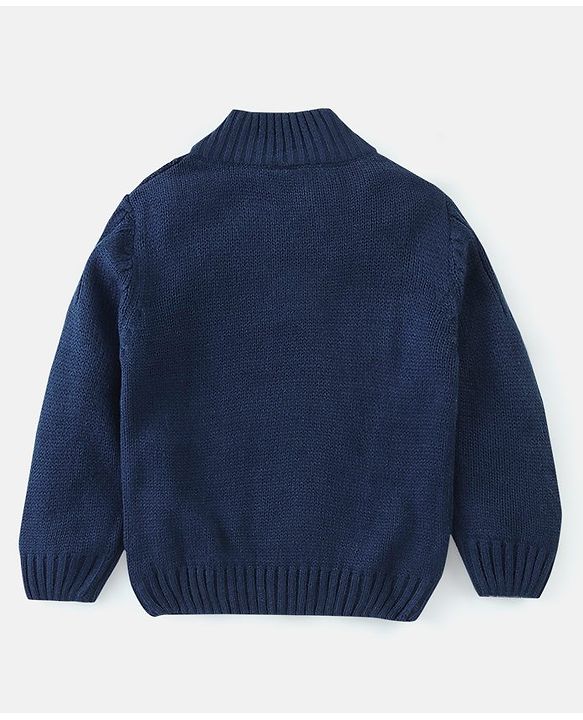 Babyhug Full Sleeves  Sweater Solid Colour - Navy Blue