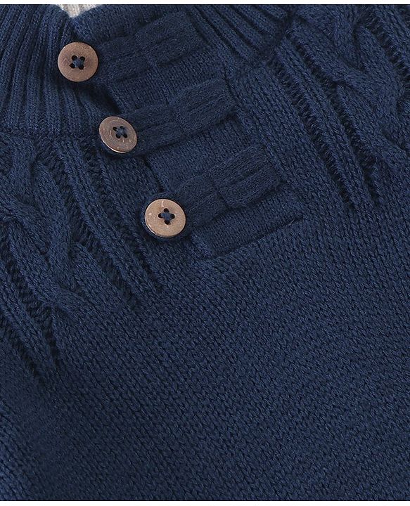 Babyhug Full Sleeves  Sweater Solid Colour - Navy Blue