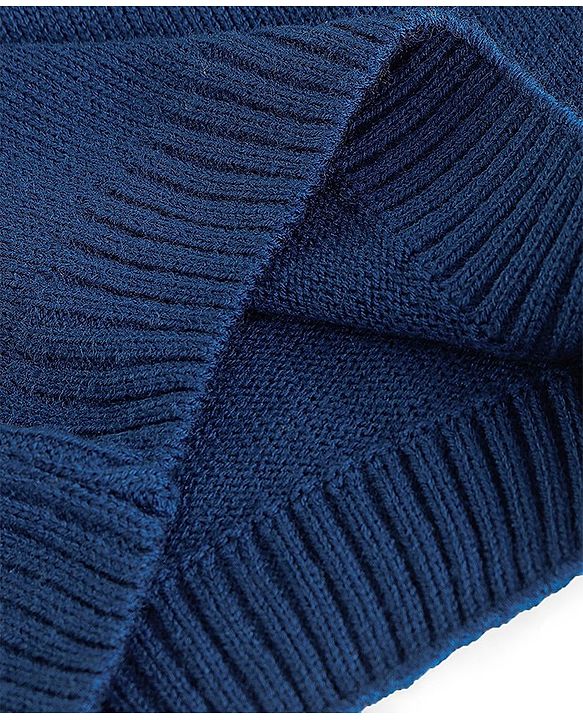 Babyhug Knit Full Sleeves Sweater with Colour Block Design - Blue & Yellow