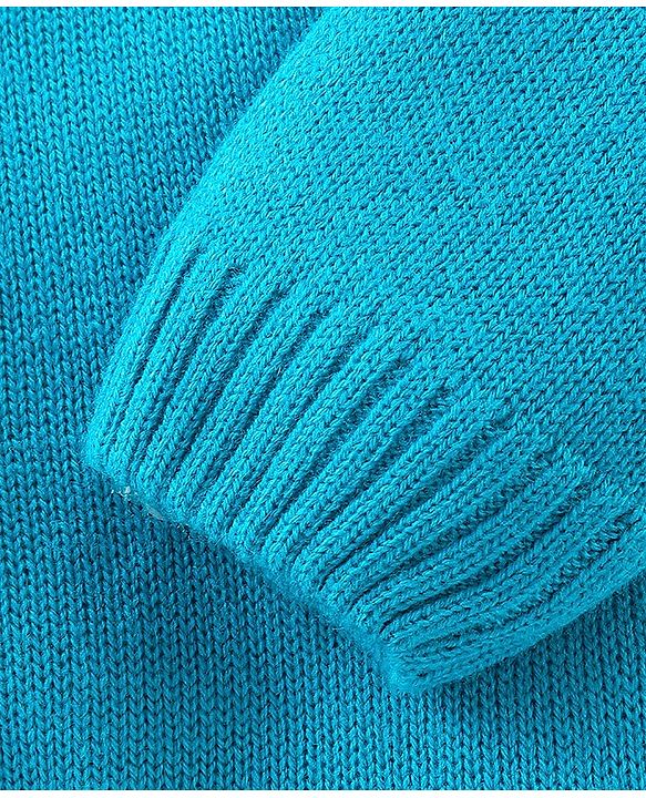 Babyhug Knit Full Sleeves Colour Block Sweater - Mint Blue & Green
