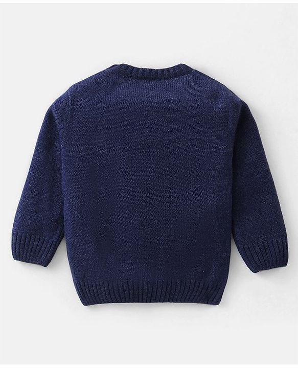 Babyhug Knit Full Sleeves Color Block Pullover - Blue